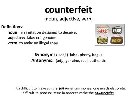 counterfeiting noun .
